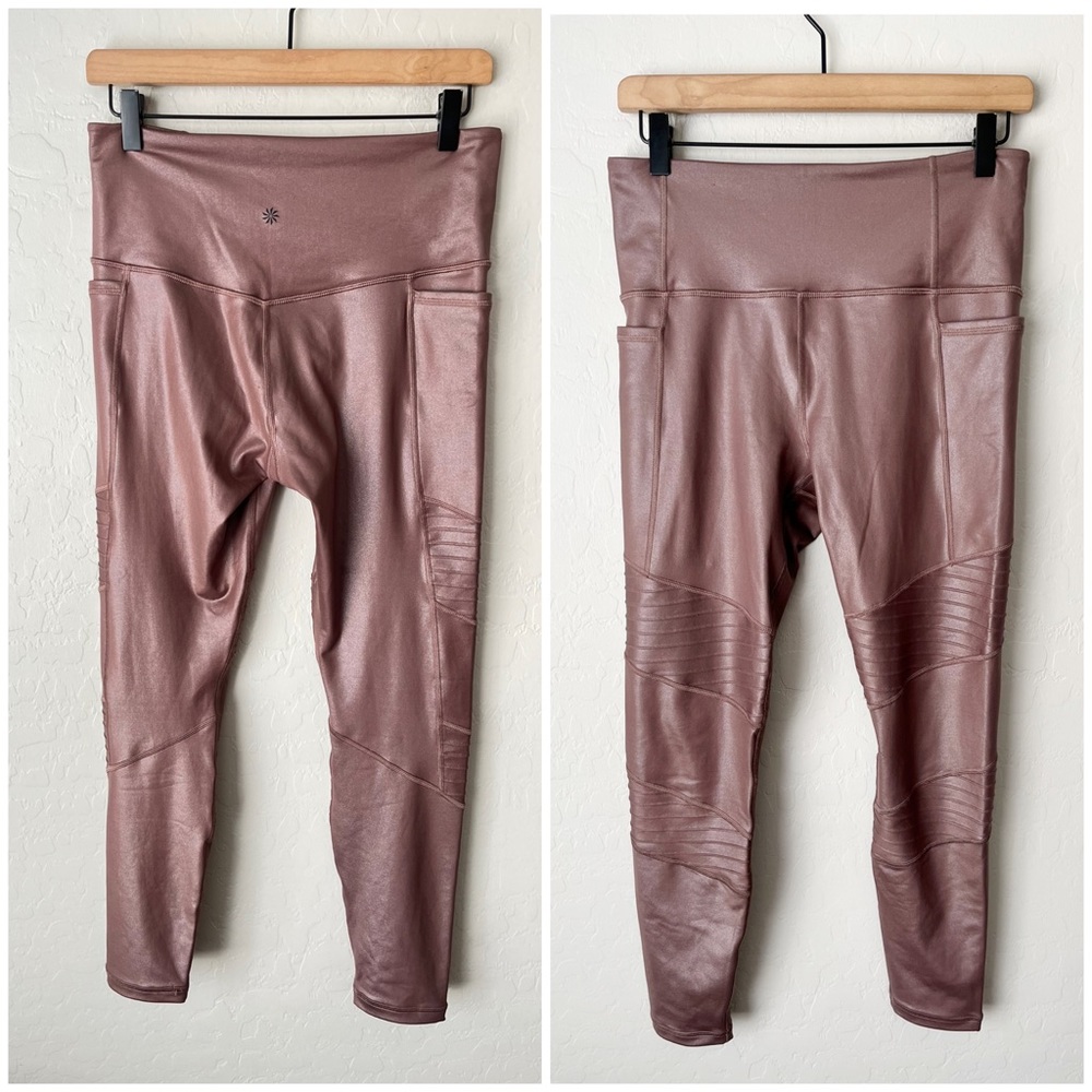 Athleta Inclination Moto tights shimmer brown M - Picture 5 of 11